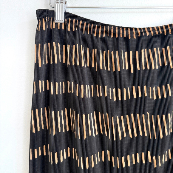 Vintage Carroll Reed Black Gold Pleated Midi Skirt Womens Size Medium 90s - Picture 2 of 9